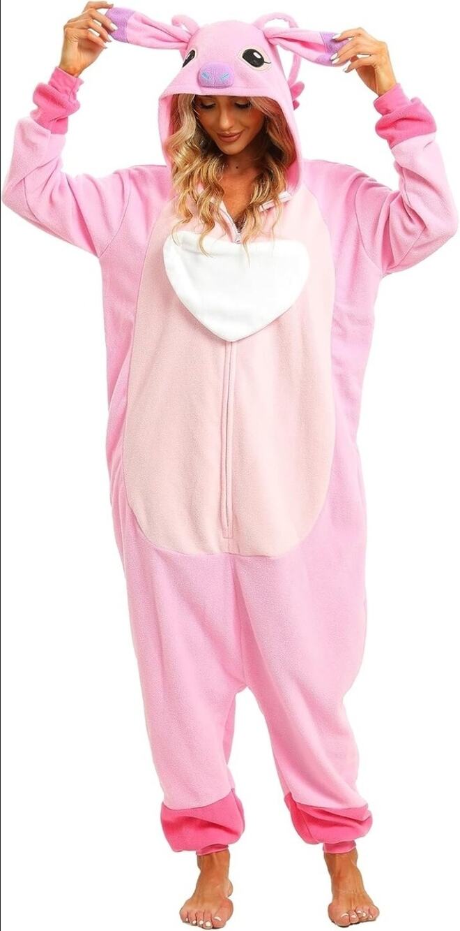 Hututu Lilo & Stitch Pink Union Suit Pajamas Halloween Costume Jumpsuit Size L